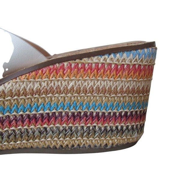 White Mountain Samwell Platform Wedge Sandals White 9.5 Boho Woven Colorful - Picture 5 of 11